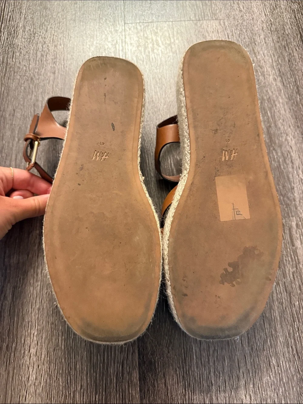 H&M Brown Woven Espadrille Platform Sandals